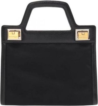 Ferragamo Pre-owned Canvas Leather Handbag - Dames - Vintage Handtas - Zwart - ONE Size - Leer - Vintage