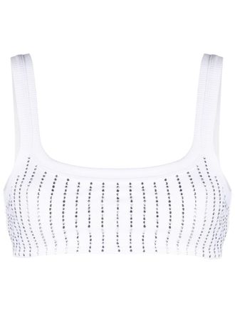 The Attico crystal-embellished bra top - White