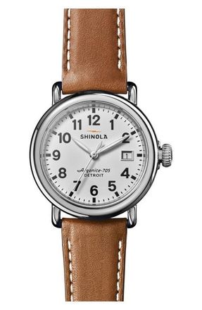 Shinola Runwell Leather Strap Watch, 36mm in White at Nordstrom