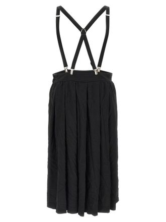 Comme Des Gar&ccedil;ons Pleated Flared Suspender Skirt - Black