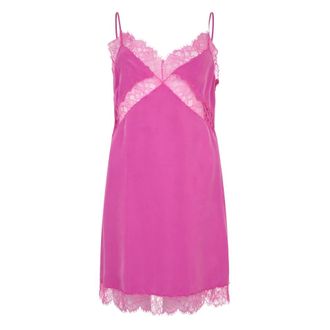 Alberta Ferretti Silk Dress with Lace - female - Alberta Ferretti - Short Dresses - Pink - S - Dresses