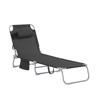 SoBuy Tumbona inclinable de acero plegable con almohada negro