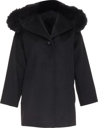 Max Mara Mara Studio Mango wool fur trim hood coat