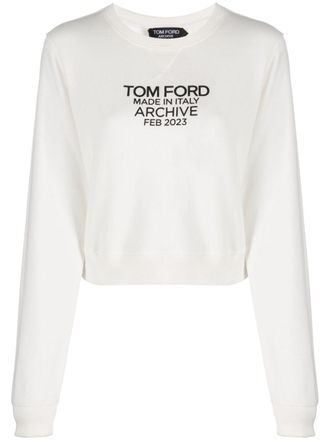 Tom Ford logo-print cotton sweatshirt - women - Cotton - M - White