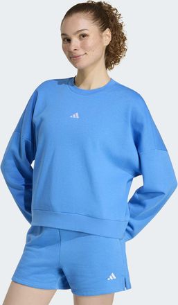 adidas Sweatshirt ADIDAS SPORTSWEAR ESSENTIALS SMALL LOGO FEELCOMFY, Damen, Gr. XXL, ray blau, wei&szlig;, Obermaterial: 70% Baumwolle, 30% Polyester, Rundhals, an
