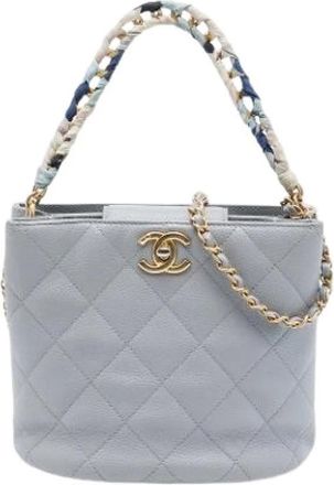 Chanel Pre-owned Quilted Caviar Bucket Bag - Pre-owned - Mujer - Gris - ONE SIZE