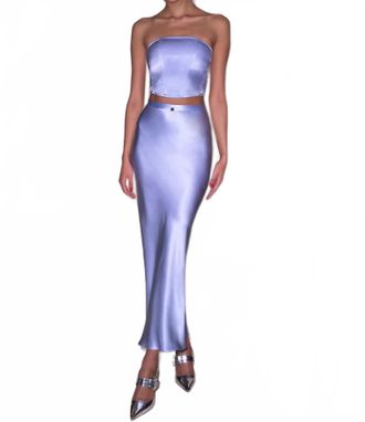 Fleur du Mal Silk Corset Top In Pastel Sky