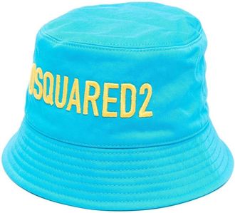 Dsquared2 embroidered-logo bucket hat - men - Organic Cotton/Organic Cotton - S - Blue