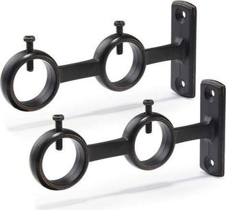 OEM Juego De 2 Soportes Dobles Para Barra De Cortina Con Ganchos Para Sala De Estar, Dormitorio U Otras Barras De Cortina (negro) (2 Piezas)