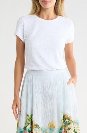 Elie Tahari Textured Crewneck Short Sleeve T-Shirt in White at Nordstrom Rack, Size X-Large