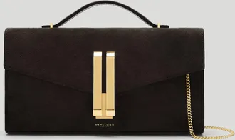 DeMellier The Vancouver Clutch in Dark Chocolate Suede Leather Clutch