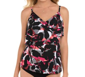 Magic Suit By Miraclesuit Chloe Layered Tankini Top In Black White