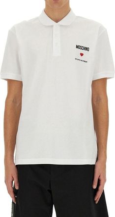 Moschino Mens White Cotton Polo Shirt