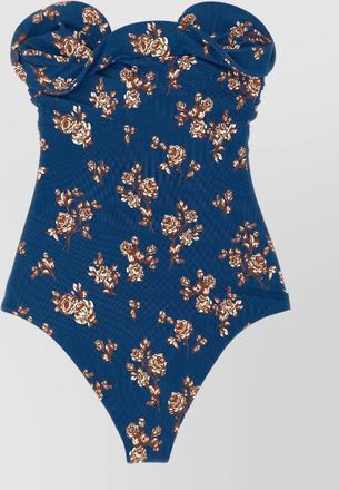 Magda Butrym 05 strapless sweetheart floral ruched swimsuit
