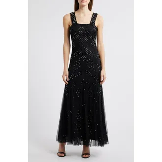 Pisarro Nights Two-Tone Beadwork Trumpet Gown with Sheer Bolero in Black 001 at Nordstrom, Size 10