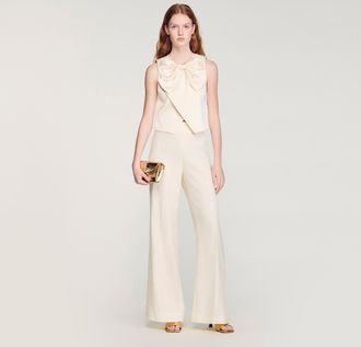 Sandro Satin bow crop top