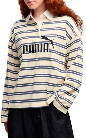Puma Elevated No. 1 Logo Striped Cotton Polo in Buttercream-Striped at Nordstrom, Size X-Small
