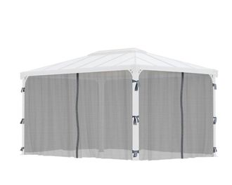 Palram Net Curtain Set for Rectangle Gazebo 4X (Gazebo Not Included) in Grey
