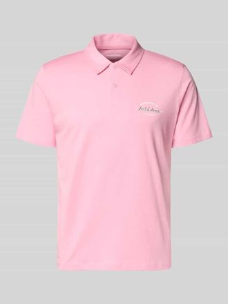 Jack & Jones Jack & Jones Poloshirt mit Label-Print Modell BRANDON in Pink, Gr&ouml;&szlig;e XXL