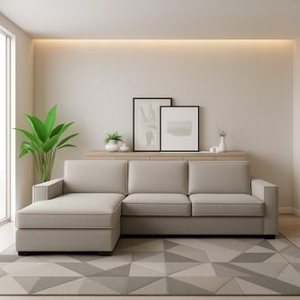 Talamo Italia Sof&aacute; Fijo Perla, Sof&aacute; De Esquina, 100% Made In Italy, Sof&aacute; Sal&oacute;n Con, Pen&iacute;nsula De Contenedores Izquierda, Con Reposabrazos Delgados, Cm 260x95h90, T&oacute;