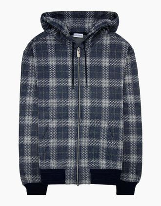 Burberry Mens Burberry Check Zip Drawstring Hoodie Indigo Ip Check - Size: 42
