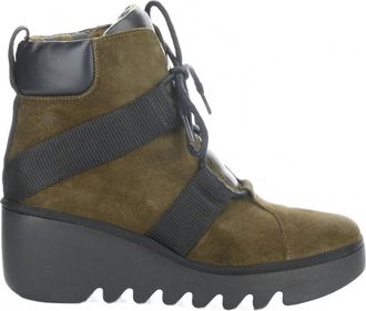 FLY London Womens Blom 460 Lace-Up Ankle Boots In Sludge/black