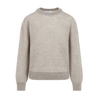 Brunello Cucinelli Brunello Cucinelli, Round-neck Knitwear, female, Beige, Size: XS Soft Net Pullover
