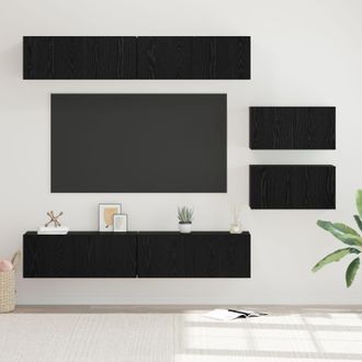 Berkfield Home TV Cabinet 6 pcs Black oak 80 x 30 x 30.5 cm Engineered wood