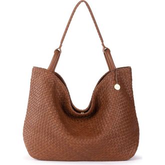 The Sak Los Feliz Large Tote Leather Bag in Woven Cognac at Nordstrom
