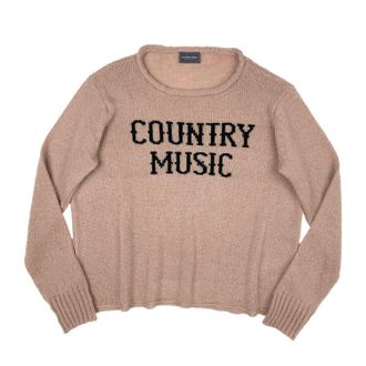 Wooden Ships Womens Country Music Crew Sweater In Latte/black