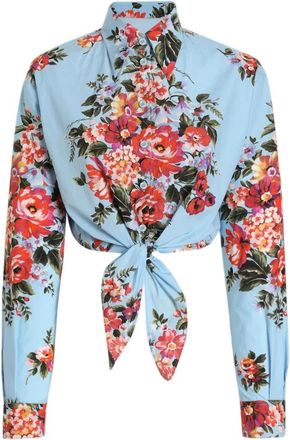 Dolce & Gabbana Flower Bouquet-Print Katoenen Shirt - Dames - Overhemden - Veelkleurig - M - Katoen - Overhemden