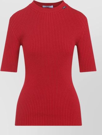 Prada ribbed virgin wool short sleeve top