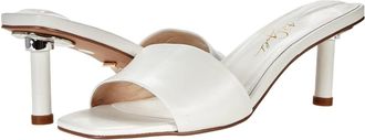 42 Gold 42 Gold Lilith Sandals Women White Leather Square Toe Stiletto Heel JOBB539