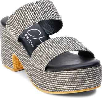 Matisse Footwear Ocean Ave Espadrille Platform Slide Sandal in Black Multi at Nordstrom, Size 10