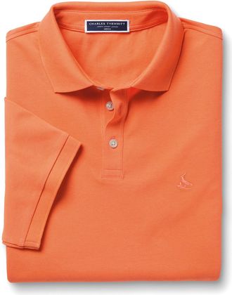 CHARLES TYRWHITT Pique Cotton Polo - Orange Size Large by Charles Tyrwhitt