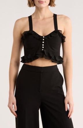 Sandro Ruffle Cropped Sweater Tank in Noir at Nordstrom Rack, Size 4 (Fits Like 10 Us)