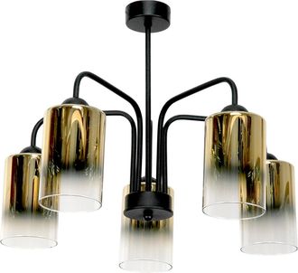 OEM Pantalla De L&aacute;mpara De Techo Negra Cl&aacute;sica Con Pantallas De Cristal Doradas Transparentes 15-500 Monare