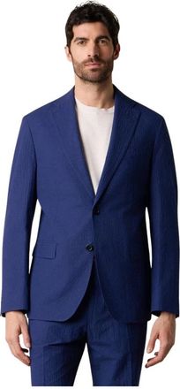 Brooks Brothers Seersucker Katoenen Blazer - Heren - Blazers - Blauw - XL - Katoen - Jassen