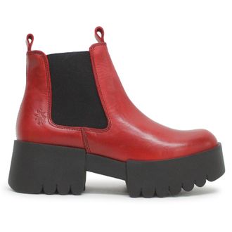 FLY London EXIA123FLY Rug Leather Womens Ankle Boots - Red - Size:UK 5
