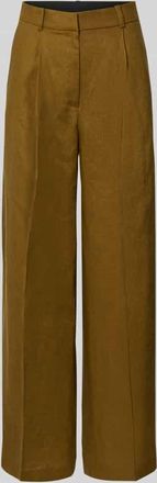 Mango Straight Fit Leinenhose mit B&uuml;gelfalten Modell Tempoli in Oliv, Gr&ouml;&szlig;e 34