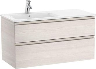 Roca Roca - Pack Unik Mueble Base De 2 Cajones + Lavabo The Gap Color: Fresno N&oacute;rdico - Medidas: 1005x460x537 Mm - Posici&oacute;n Del Lavabo: Izquierda