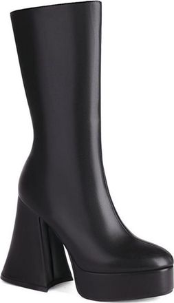 Generic Womens Minimalist Soild Color Short Booties Chunky Block Heel Platform Round Toe Fashion Dress Shoes with Zipper (Black,5.5)