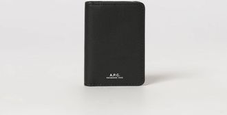 A.P.C. A. P.C. Portacarte bifold Stefan in pelle bovina liscia con logo laminato