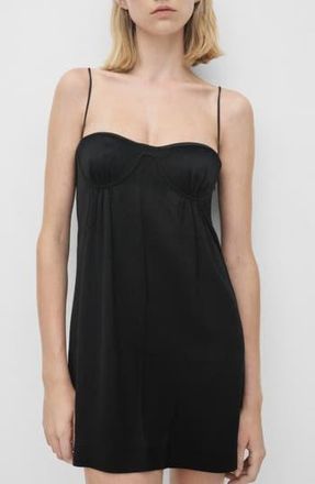 Mango Satin Minidress in Black at Nordstrom Rack, Size 8