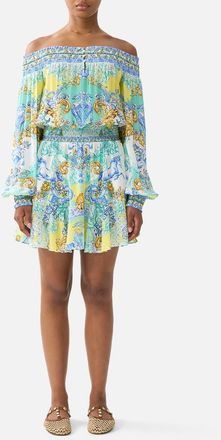 Camilla Off Shoulder Short Dress in Dial Up The Tiles at Nordstrom, Size Xx-Large