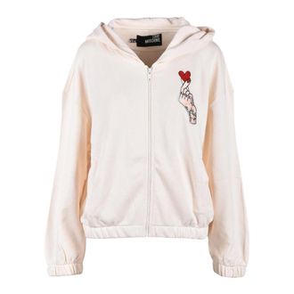 Love Moschino Zip-throughs, female, Beige, Size: XS Cotton Knit Sweater