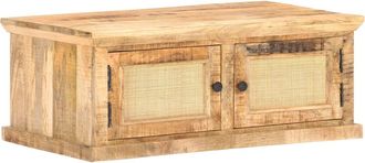 vidaXL Mesa De Centro Madera Maciza De Mango Ca&ntilde;a Natural 90x50x35 Cm Vidaxl