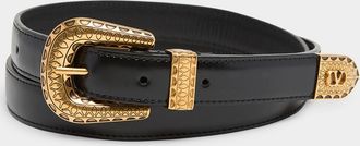 Valentino Garavani Mens VLogo Signature Skinny Leather Belt
