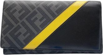 Fendi Black Gray Yellow Pvc Leather Wallet (Bi-Fold) (Pre-Owned)
