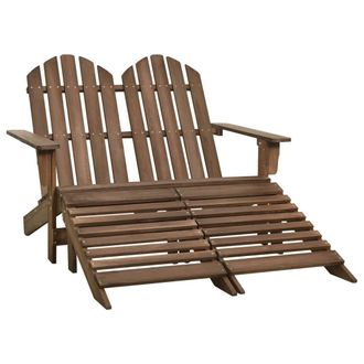vidaXL Silla Adirondack De Jard&iacute;n 2 Plazas Madera De Abeto Marr&oacute;n Vidaxl